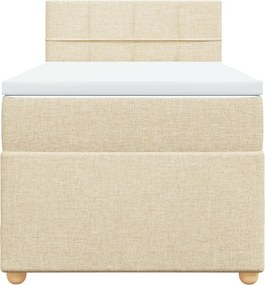 vidaXL Κρεβάτι Boxspring με Στρώμα Κρεμ 90x190 εκ.Υφασμάτινο