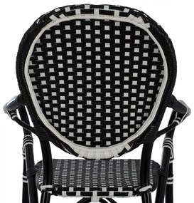 Σκαμπό Μπαρ C5794.02 Αλουμινίου Bamboo Look με Wicker Μαύρο - Λευκό 56x60x126 εκ. 56x60x126 εκ.