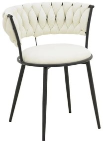 Καρέκλα Πολυθρόνα Alkia I ύφασμα σε εκρού απόχρωση- πόδι μαύρο μέταλλο 57x58.5x72εκ 2αδα 52x58.5x72 εκ.