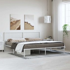 vidaXL Πλαίσιο Κρεβατιού με Κεφαλάρι Λευκό 193 x 203 εκ. Μεταλλικό