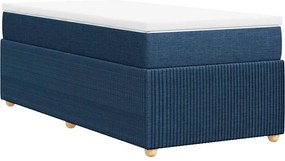 vidaXL Κρεβάτι Boxspring με Στρώμα Μπλε 90x200 εκ.Υφασμάτινο