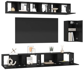 vidaXL Σετ επίπλου τηλεόρασης 6 pcs Μαύρη Δρυς 100 x 30 x 30 εκ