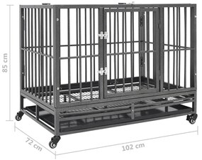Κλουβί Σκύλου με Τροχούς 102 x 72 x 85 εκ. Ατσάλινο - Μαύρο