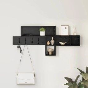 vidaXL Τοίχου Κρεμάστρα με ράφι Μαύρη δρυς 100 x 12 x 43.5 εκ