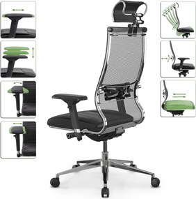 Καρέκλα γραφείου Samurai L2-6D Megapap εργονομική με ύφασμα TS Mesh και τεχνόδερμα χρώμα μαύρο 69x70x125/137εκ.