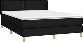 vidaXL Κρεβάτι Boxspring με Στρώμα Μαύρο 140x190 εκ. Υφασμάτινο