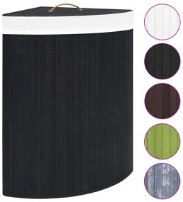 vidaXL Καλάθι Άπλυτων Γωνιακό Μαύρο 60 Λίτρων από Μπαμπού