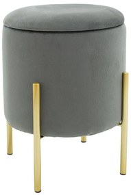 Σκαμπό Creativity βελούδο γκρι-χρυσό Φ35x42εκ 35x35x42 εκ.