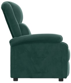 vidaXL Πολυθρόνα Ανακλινόμενη Σκούρο Πράσινο Βελούδινη