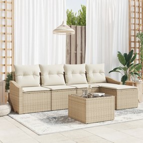 vidaXL σετ τραπεζαρίας 6 τεμαχίων κήπου  με μαξιλάρια καφέ από πολυρατάν