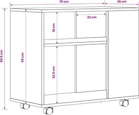 VidaXL Τραπέζι Βοηθητικό Sonoma Δρυς 70x35x60,5 εκ. Επεξεργασμένο Ξύλο