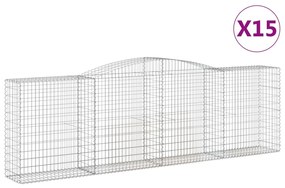 vidaXL Συρματοκιβώτια Τοξωτά 15 τεμ. 400x50x120/140 εκ. Γαλβαν. Ατσάλι