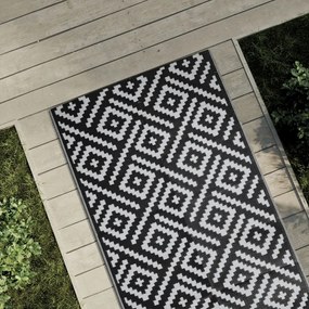 vidaXL Χαλί εξωτερικού χώρου ARAKIL Λευκό και μαύρο 80x150 cm PP