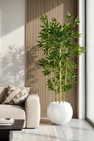 Stewehome Τεχνητό δέντρο μπαμπού με φύλλα σε σφαιρική γλάστρα Λευκό