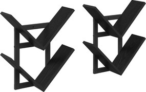 vidaXL Ράφι Τοίχου 2 pcs Μαύρη Δρυς 43 x 15 x 47 εκ Επεξεργασμένο Ξύλο