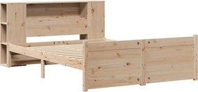vidaXL Κρεβάτι Βιβλιοθήκη Χωρίς Στρώμα 140x200 εκ Μασίφ Ξύλο Πεύκο