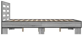 vidaXL Πλαίσιο Κρεβατιού Γκρι Sonoma 120 x 190εκ. Επεξ. Ξύλο &amp; Μέταλλο