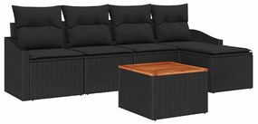 vidaXL Σετ Καναπέ Κήπου 6 pcs Μαύρο