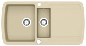 vidaXL Νεροχύτης με Διπλή Γούρνα Μπεζ Γρανιτένιος