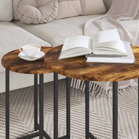 vidaXL Σετ βοηθητικά τραπεζάκια 2 pcs Φουσκωτό δρυς και Μαύρο