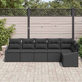 vidaXL Σετ Καναπέ Κήπου 6 pcs Μαύρο Πολυ ράταν