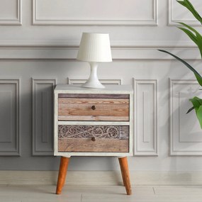 Κομοδίνο Λευκό / Καρυδί FRELA 40x35x55