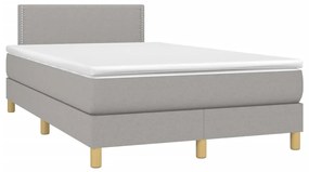 vidaXL Κρεβάτι Boxspring με Στρώμα Ανοιχτό Γκρι 120x190 εκ. Υφασμάτινο