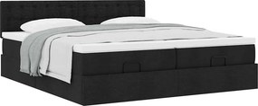 vidaXL Οθωμανικό κρεβάτι με στρώματα Μαύρο 180x200cm Ύφασμα
