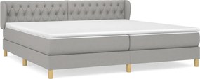 vidaXL Κρεβάτι Boxspring με Στρώμα Ανοιχτό Γκρι 200x200 εκ. Υφασμάτινο
