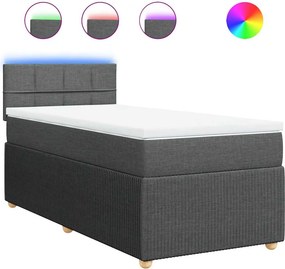 vidaXL Κρεβάτι Boxspring με Στρώμα Σκούρο Γκρι 90x190 εκ. Υφασμάτινο