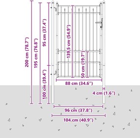 vidaXL Πύλη Φράχτη BAARLO 100 x 150 cm Μέταλλο Μαύρο Κλειδώσιμο
