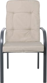 ASTOR Πολυθρόνα Κήπου - Βεράντας, Μέταλλο Βαφή Ανθρακί, Μαξιλάρι Μπεζ   1τμχ