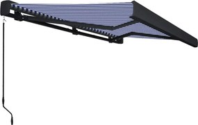 vidaXL Χειροκίνητη Τέντα 4 x 3 m Μπλε και Λευκή Ράβδος