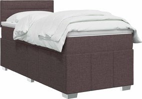 vidaXL Κρεβάτι box spring με στρώμα Σκούρο Καφέ 90 x 200 cm Ύφασμα