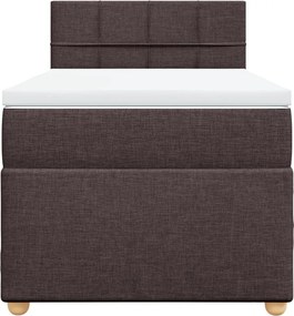 vidaXL Κρεβάτι Boxspring με Στρώμα Σκούρο Καφέ 90x190 εκ. Υφασμάτινο
