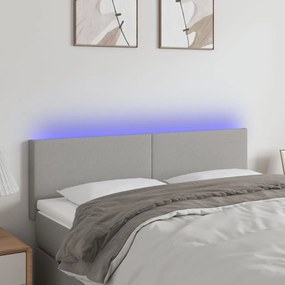 Κεφαλάρι Κρεβατιού LED Ανοιχτό Γκρι 144x5x78/88 εκ. Υφασμάτινο 3121330