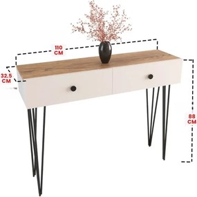 Stewehome Λευκή Κονσόλα Εισόδου με 2 Συρτάρια 110x32.5x88 cm