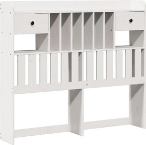 vidaXL Κρεβάτι Βιβλιοθήκη Χωρίς Στρώμα Λευκό 135x190 εκ Μασίφ Πεύκο