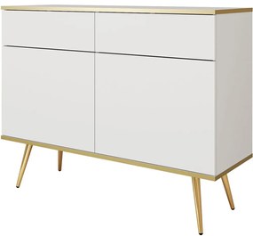 Μπουφές Oro KSZ107_Bl_GL 107x39x85cm White-Gold Μελαμίνη,Μέταλλο