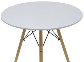 Τραπεζαρία Julita-Noor pakoworld σετ 5τεμ  MDF λευκό-ανθρακί-πόδια φυσικό Φ80x73εκ