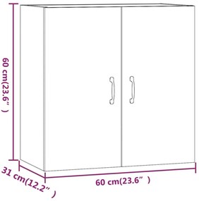 Ντουλάπι Τοίχου Γκρι Σκυρ. 60x31x60 εκ. Επεξεργασμένο Ξύλο - Γκρι