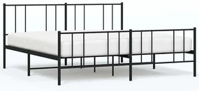 vidaXL Πλαίσιο Κρεβατιού με Κεφαλάρι&amp;Ποδαρικό Μαύρο 193x20 εκ. Μέταλλο