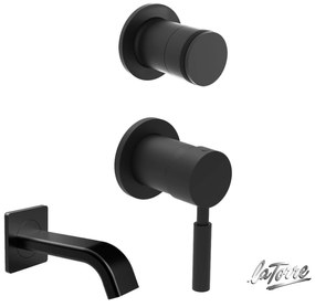 La Torre NEW TECH Black matt 12051SP-400 34374-400 Μίκτης εντοιχισμού+εκτροπέας περιστροφικός 2 εξόδων+Στόμιο 14,2cm Φ31mm