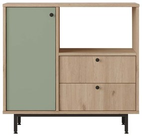 Ντουλάπι 956LCS3579 88x35,5x85cm Oak-Green Μοριοσανίδα, Μέταλλο