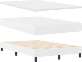 vidaXL Κρεβάτι με ελατήρια με στρώμα Λευκό 120 x 190 cm Τεχνητό δέρμα