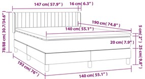 vidaXL Κρεβάτι Boxspring με Στρώμα Σκούρο Καφέ 140x190 εκ. Υφασμάτινο