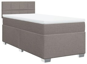 Κρεβάτι Boxspring με Στρώμα Taupe 100 x 200 εκ. Υφασμάτινο - Μπεζ-Γκρι