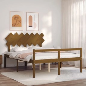 Πλαίσιο Κρεβατιού με Κεφαλάρι Μελί 140x200 εκ. Μασίφ Ξύλο