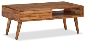 Τραπεζάκι Σαλονιού με Σκαλιστό Συρτάρι 100x50x40 εκ. Μασίφ Ξύλο