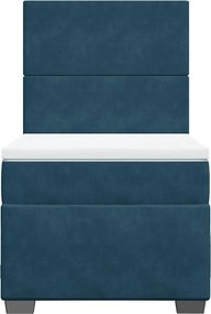 vidaXL Κρεβάτι Boxspring με Στρώμα Μπλε 80 x 200 εκ. Βελούδινο